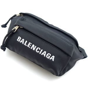 Balenciaga Wheel Belt Body Bag Nylon Canvas Black Navy